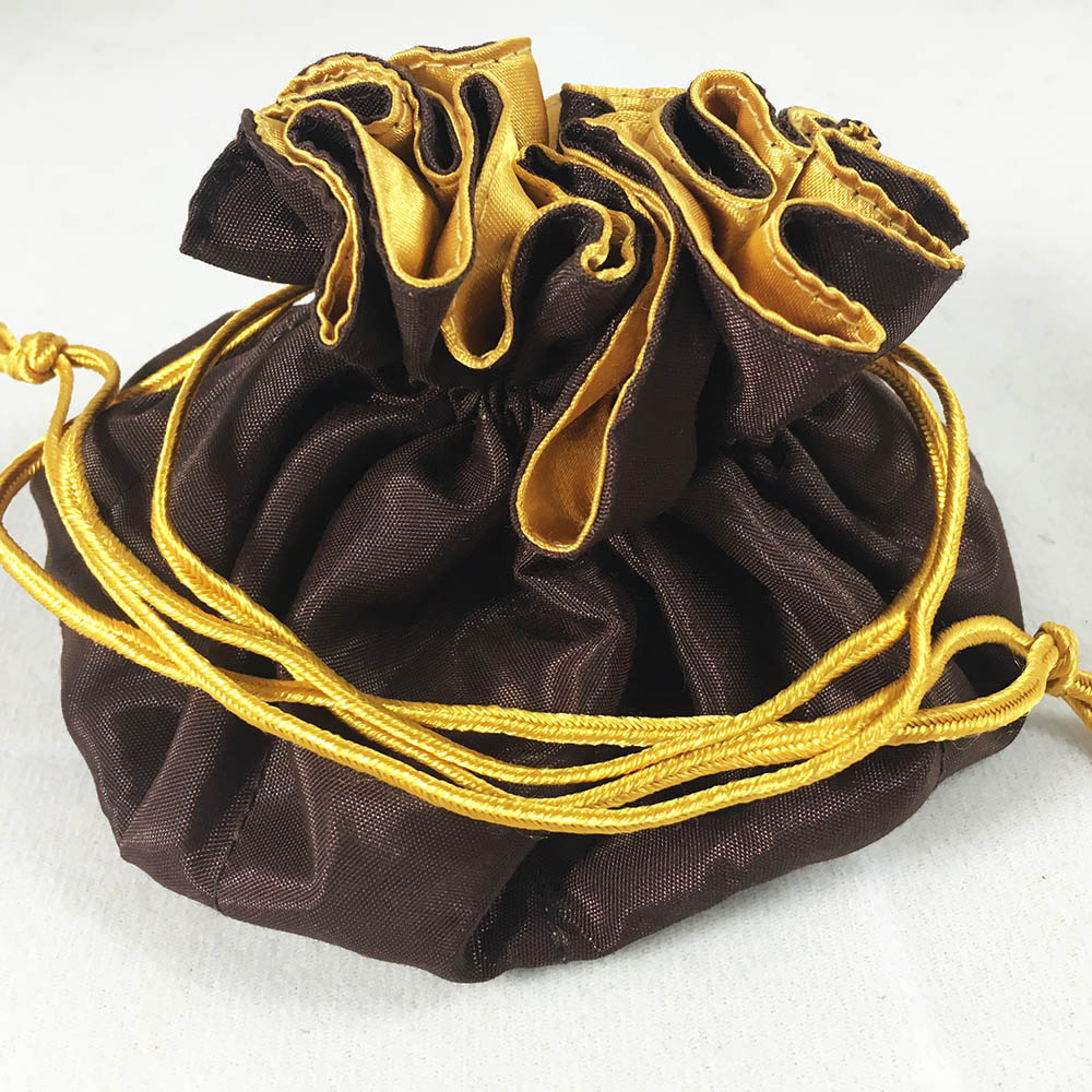 Chocolate Brown & Gold Silk Jewellery Pouch With Satin Lining And  Drawstring Closure - Luxury Wedding Invitations, Handmade Invitations &  Wedding Favors